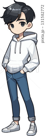 ポケットに手を突っ込んだ少年のイラスト 131582772