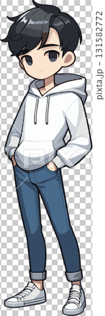 ポケットに手を突っ込んだ少年のイラスト 131582772