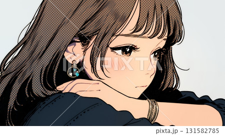 考え事をしている若い女性