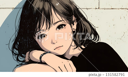 考え事をしている若い女性