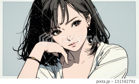 考え事をしている若い女性