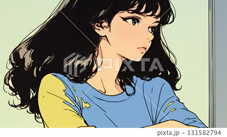 考え事をしている若い女性