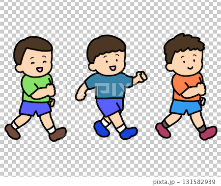 行走的亞洲兒童男孩套裝 131582939