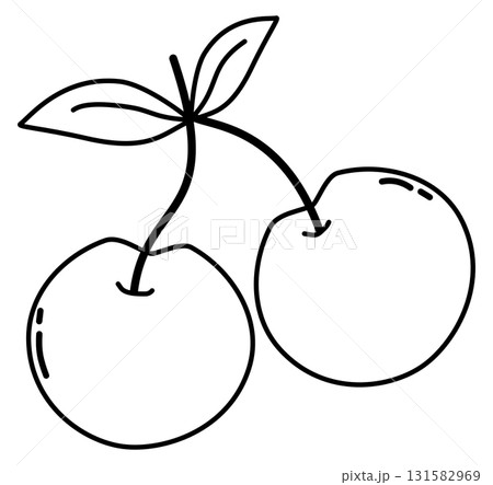 Cherry outline cartoon, Cherry doodle art Cherry outline cartoon, Cherry doodle art 131582969