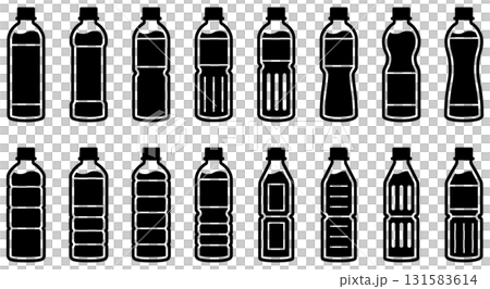 ペットボトルのアイコンセット(様々な形のプラスチックボトルのベクターイラスト) ペットボトルのアイコンセット(様々な形のプラスチックボトルのベクターイラスト) 131583614