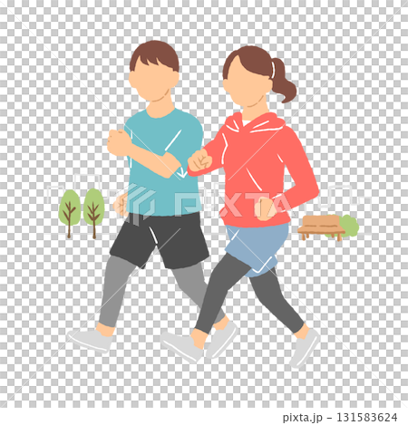 男人和女人慢跑的插圖 131583624