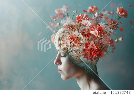 Creative Concept: Brain Blooming with Flowers 131583748