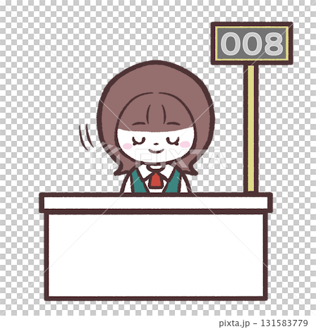 窓口でお辞儀する女性のイラスト 131583779