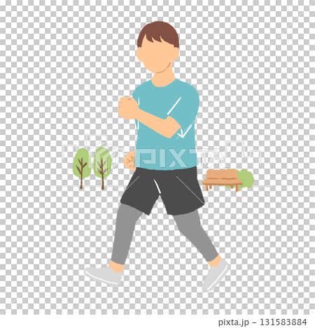 公園裡慢跑的男人 131583884