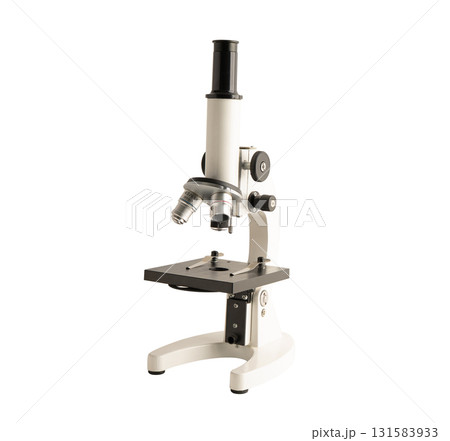 A microscope in a laboratory isolated on white background with clipping path. A microscope in a laboratory isolated on white background with clipping path. 131583933