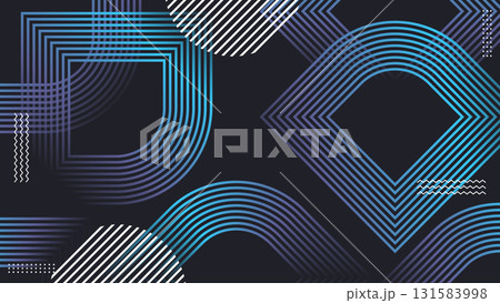Abstract Modern Geometric Shapes Lines Pattern Blue Purple and White Colors for Business Banner. 131583998