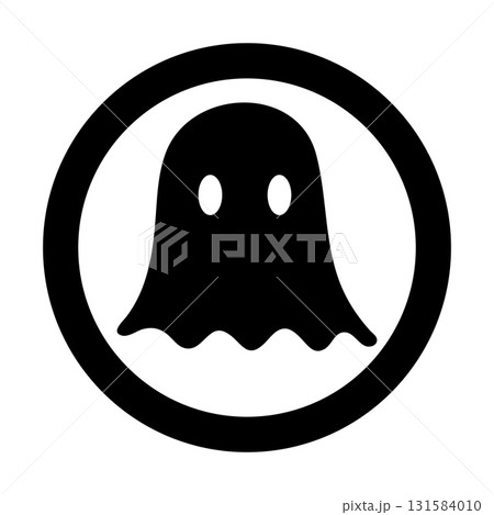 Ghost Icon Halloween Simple Black Silhouette in Circle.Vector Illustration 131584010