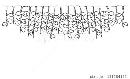Hanging Plants and Leaves Line Drawing Border Decoration for Botanical Design.Vector illustration 131584133