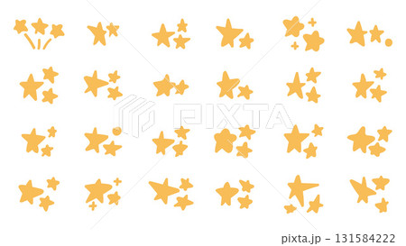 Yellow Stars Flat Illustration Collection Set for Celebration and Decoration Elements.Vector illustration 131584222