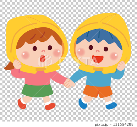 避難訓練をする子どもたちのイラスト 131584299