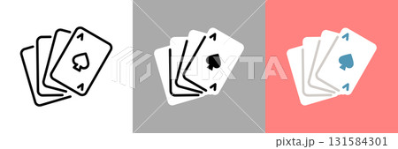 トランプのモノクロアイコンとカラーアイコンのセット 131584301