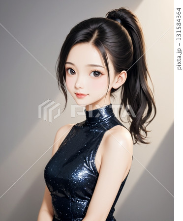 黒いドレスの女性 131584364