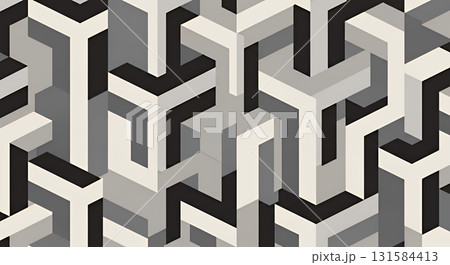 立体的な幾何学模様のシームレスパターン 立体的な幾何学模様のシームレスパターン 131584413