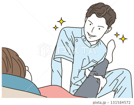女性患者の脚のマッサージをする男性整体師 131584572