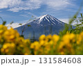 Scenic view of Mount Fuji during springtime with lush foliage and flowers in foreground 131584608