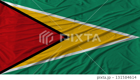 Guyanese flag waving. Flag of Guyana with cloth texture 131584614