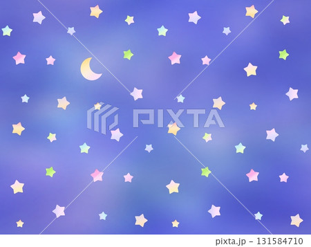 星と三日月のシームレスパターン　A-5' 131584710