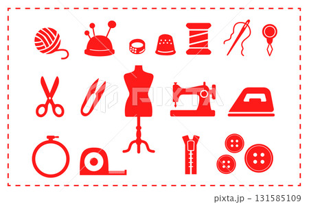 ハンドメイド・裁縫アイコンセット(シンプル・シルエット・レッド) ハンドメイド・裁縫アイコンセット(シンプル・シルエット・レッド) 131585109