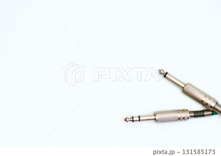 Two jacks cables for connection electric guitar,sound equipment 131585173