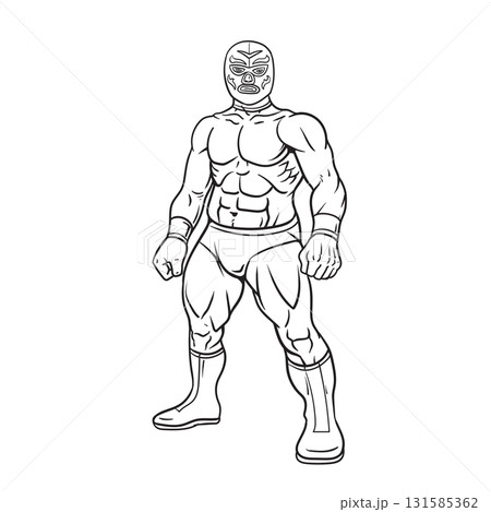 Cartoon Mexican Wrestler Wearing Mask coloring page Cartoon Mexican Wrestler Wearing Mask coloring page 131585362