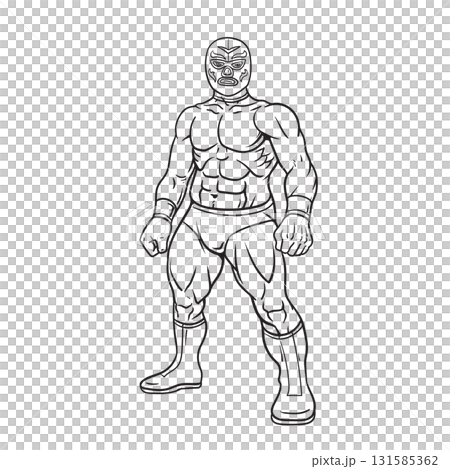 Cartoon Mexican Wrestler Wearing Mask coloring page Cartoon Mexican Wrestler Wearing Mask coloring page 131585362