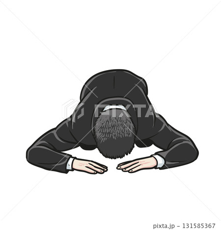 Man kneels with head bowed and ask for forgiveness Illustration 131585367
