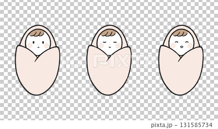 用襁褓包裹的嬰兒的可愛插圖集，向量 131585734