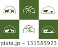 Livestock cattle silhouette logo cow sheep flat graphic set design 131585923