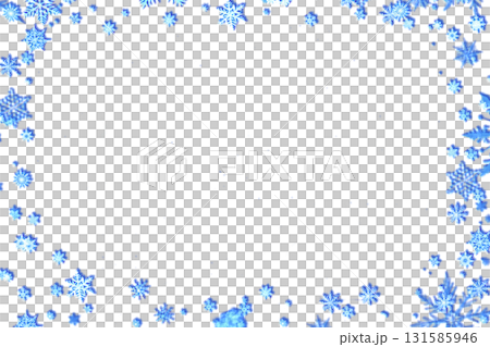 Mystical night blue surface in a frame of white snowflakes 131585946