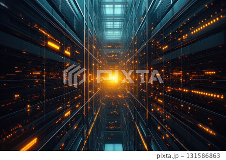 Digital art and technology a futuristic view of dynamic data flow in cybernetic landscapes 131586863