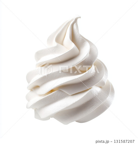 Whipped cream swirl dessert topping element creamy texture white color sweet dairy isolated on white background delicious soft smooth decorative Whipped cream swirl dessert topping element creamy texture white color sweet dairy isolated on white background delicious soft smooth decorative 131587207