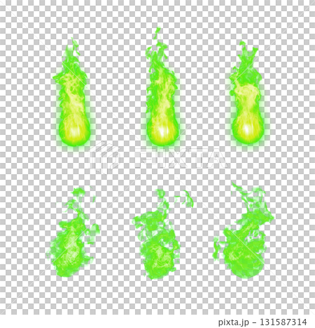Burning flame illustration set (transparent background) 131587314