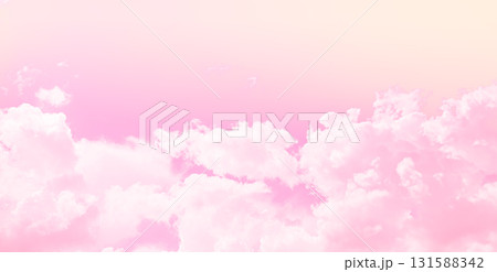 Pink Sky Cloud Background Color Dream Abstract Sunset Landscape Pastel weather Light Warm Morning Wallpaper Freedom Summer Winter, Mockup Cosmetic Environment, Heaven Dramatic Sunlight Dusk Beautiful. 131588342