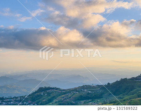hight attitude wide view road to top of mountain hight attitude wide view road to top of mountain 131589322