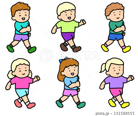 歩く白人の子供たち　6人 131589555