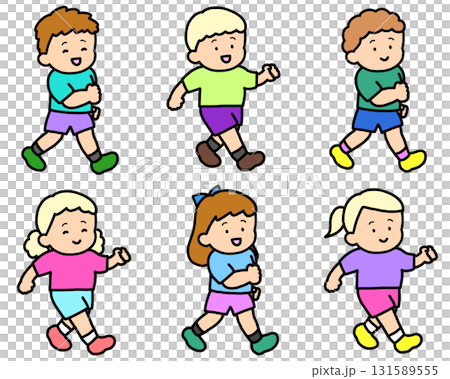 六個白人孩子在散步 131589555