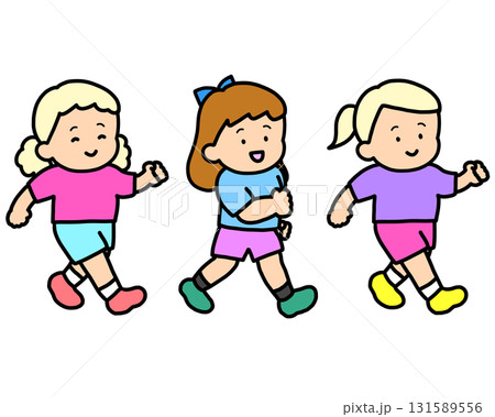 歩く白人の子供たち　女の子セット 131589556