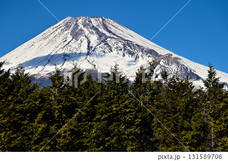 愛鷹連峰の越前岳 十里木高原から望む富士山と宝永火口 愛鷹連峰の越前岳 十里木高原から望む富士山と宝永火口 131589706