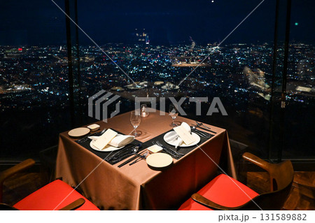 もいわ山ロープウェイ　展望台レストラン　夜景　夜パフェ 131589882