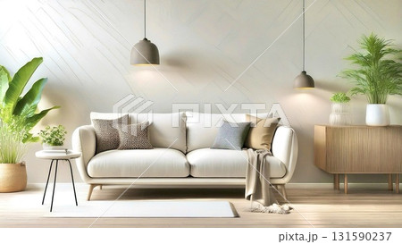 白い壁とナチュラルなインテリアのおしゃれな部屋 白い壁とナチュラルなインテリアのおしゃれな部屋 131590237