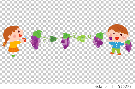兒童採摘葡萄的插圖 兒童採摘葡萄的插圖 131590275