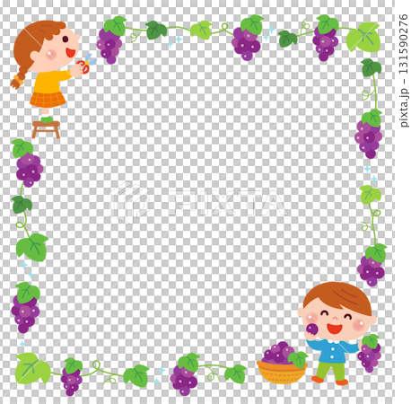 Frame material of children picking grapes 131590276