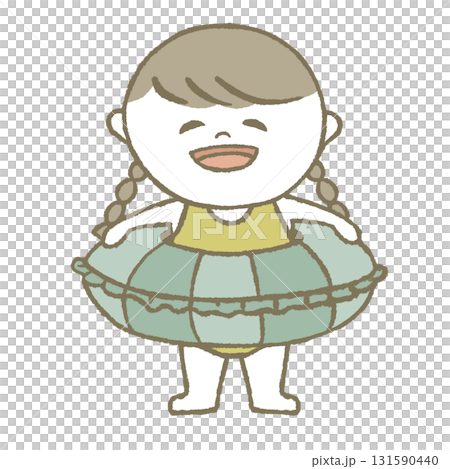 浮き輪を持った水着の子供 131590440