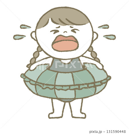 浮き輪を持った水着の子供　泣き顔 131590448