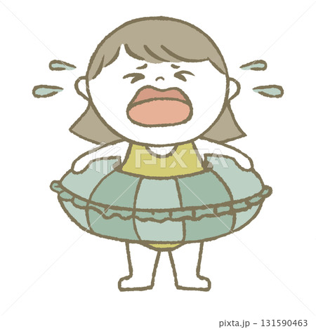 浮き輪を持った水着の子供 泣き顔 浮き輪を持った水着の子供 泣き顔 131590463